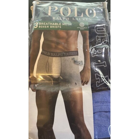 Polo Ralph Lauren 3 Pack RMBBP3 Men's Breathable Mesh Boxer Briefs Blue Size M - Picture 5 of 5